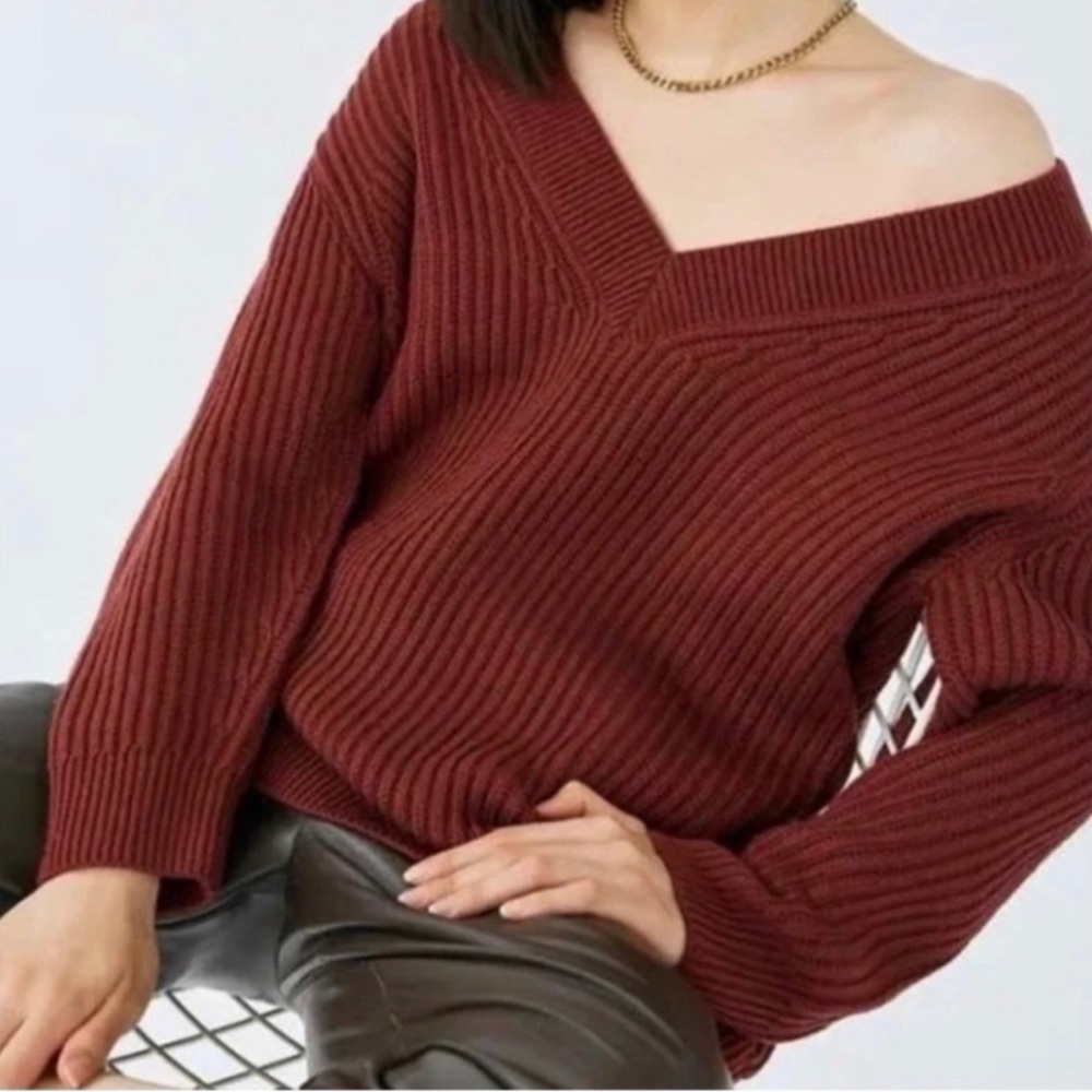 Aritzia Wilfred Belize Merino Wool V-Neck Knit Cozy Cotagecore Sweater Size 3 - Picture 5 of 9